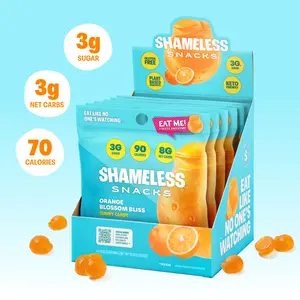 Shameless Snacks Orange Blossom Gummy Candy | Keto Candy with Low Sugar & Low Calorie | Healthy Vegan Snacks for Kids & Adults