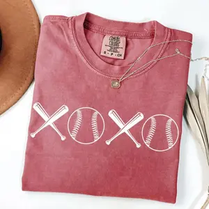 Comfort Colors Baseball XOXO Shirt, Baseball Fan Tshirt, Baseball Season Tee, Baseball Lover Mom Top, Baseball Fans Matching Outfit women