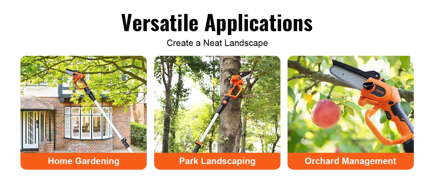 VEVOR 2-in-1 Mini Chainsaw, TikTokShopBlackFriday, 20V 4Ah Battery Pole Chainsaw, 5" Cutting Capacity 8 ft Reach Pole Saw for Branch Cutting & Tree Trimming VEVOR 2-in-1 Mini Chainsaw, TikTokShopBlackFriday, 20V 4Ah Battery Pole Chainsaw, 5" Cutting Capacity 8 ft Reach Pole Saw for Branch Cutting & Tree Trimming