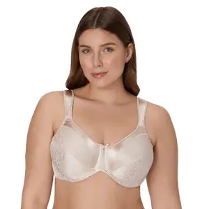 Bali Satin Tracings Underwire Minimizer Bra - Smooth Jacquard Print, Non-Stretch Straps, Cushion-Tipped Wire, Slim Fit, Women's Clothing