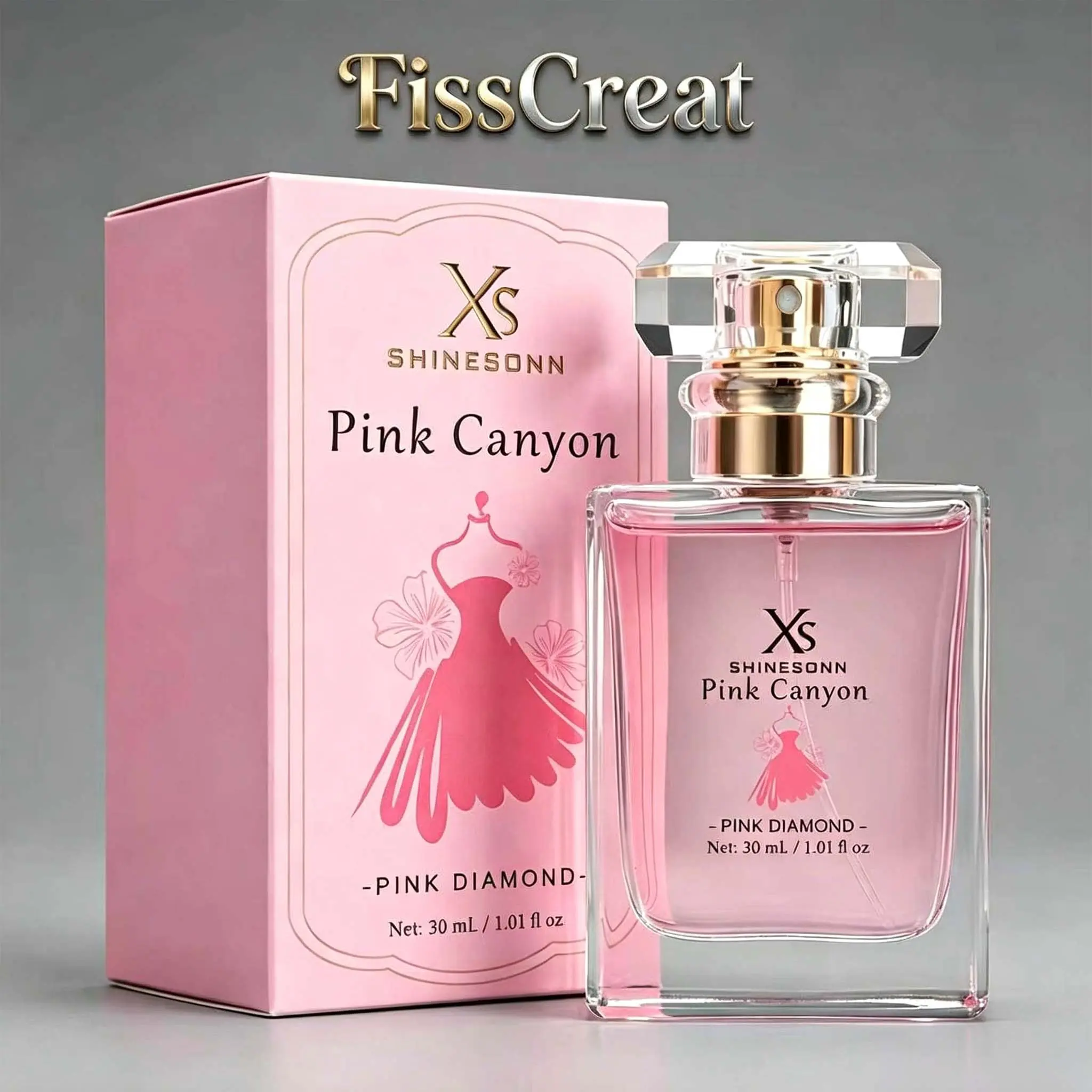 Shinesonn Pink Canyon Women's Perfume Pink Diamond Eau de Parfum (1.01 fl oz) - Floral Chypre, Citrus Fruity, Vanilla Cinnamon Multi-Scent Aroma Boosting Elixir with Atomizer, Fruit-Flavored Floral Fragrance, Floral Fragrances