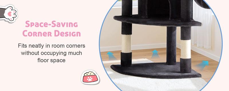 HOOMIC 73-Inch Fan-Shaped Corner Cat Tree, Space-Saving Multi-Level Tower with Cozy Condos, Perches, Baskets & Sisal Scratching Posts – Indoor Cat Activity Center