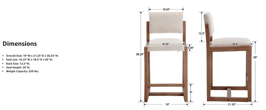 CHAIRUS Modern 26" Counter Height Bar Stools Set of 2,Linen Upholstered Kitchen Island Chairs with Backrest,Open Back Design and Footrest, Solid Wood Frame Barstools for Kitchen Island,Home,Pub,Beige CHAIRUS Modern 26" Counter Height Bar Stools Set of 2,Linen Upholstered Kitchen Island Chairs with Backrest,Open Back Design and Footrest, Solid Wood Frame Barstools for Kitchen Island,Home,Pub,Beige