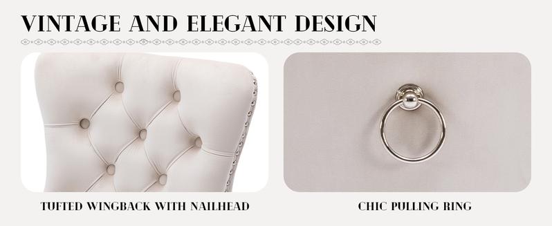 SoarFlash Velvet Dining Chairs Set of 6, Tall Back Side Chair, Modern Upholstered High-end Tufted Side Chair with Button Back Ring, Solid Wood Legs