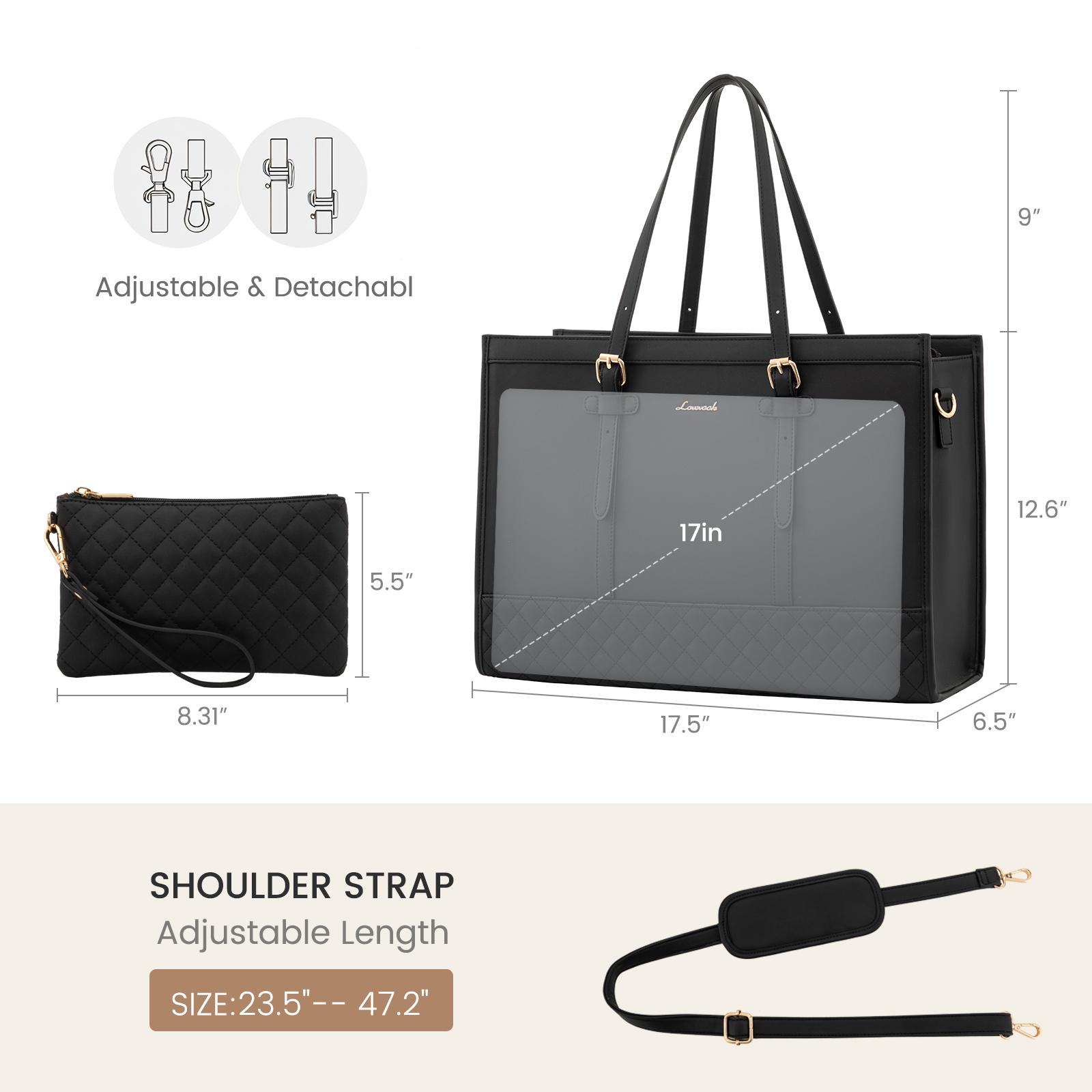 LOVEVOOK Laptop Tote Bag with Clutch Purse, Canvas Computer Bag Office Briefcase, Casual Handbag for Travel, Crossbody for College, Teacher, School SpringStatements