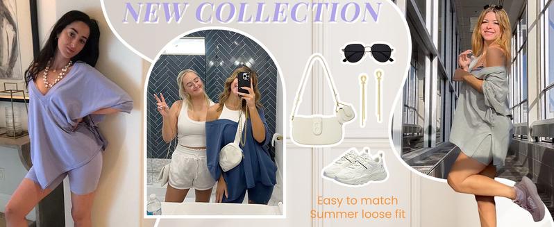 Yeokou Women's 2 Pieces Outfit Oversized T-shirt Biker Shorts Set Hot Short Reversible Set Yeokou Women's 2 Pieces Outfit Oversized T-shirt Biker Shorts Set Hot Short Reversible Set