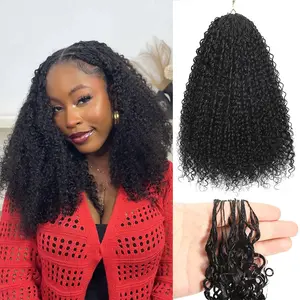 Vshow Kinky Curly Hair Extensions Feather Soft Boho Braids Kinky Curly Crochet Braid Hair Bundles 50g/Piece Hand Made Human Hair Extensions