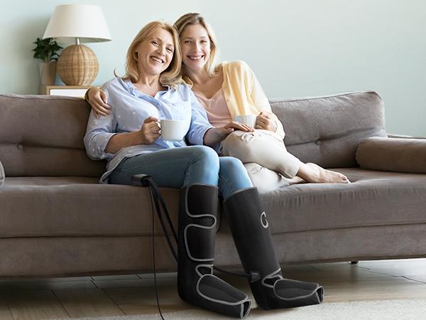 Medcursor Air Compression Leg Massager Black Calf & Foot Massager Adjustable Massage Boots for Home Office Use with 3 Modes & 2 Timers Comfort Gifts for Mom Dad - Relaxing