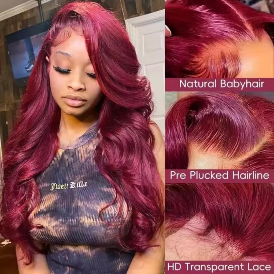 Bling Hair Burgundy 99j Lace Front Wigs Body Wave Human Hair 13x6 13x4 Burgundy Wig Human Hair 180% Density Brazilian Straight Human Hair Wigs for Women Pre Plucked with Baby Hair SpringStatements