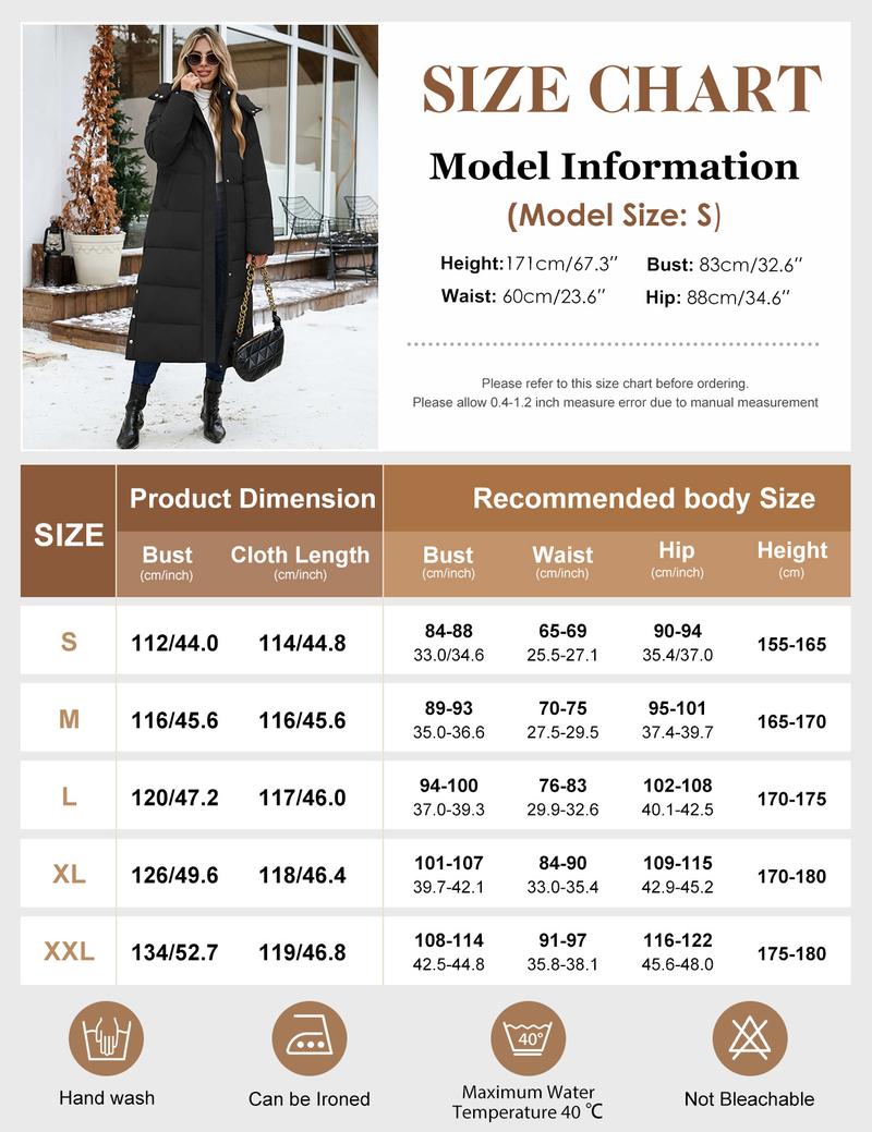 UMIPUBO Winter Women's Long Maxi Down Coat Winter Puffer Jacket Warm Padded Outerwear Faux Fur Removable Hood Parka Full-Zip Black Casual