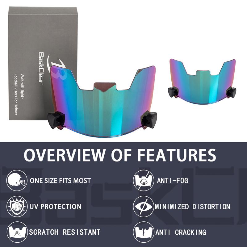 Clear Football Visor,Football Visors for Helmet,Football Helmet Visor Fits Adult & Youth Football Helmets, Anti-Fog, Scratch Resistant Clear Visor Football Face Shield