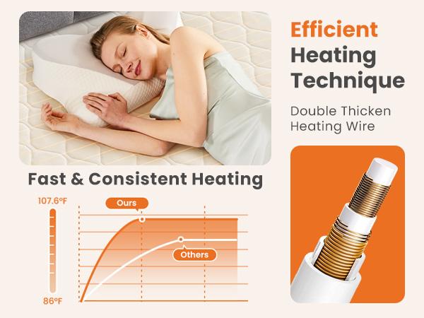 Heated Mattress Pad – Quilted Electric Bed Warmer with 12 Heat Settings, 10‑Hour Auto Shut‑Off, Machine Washable,White