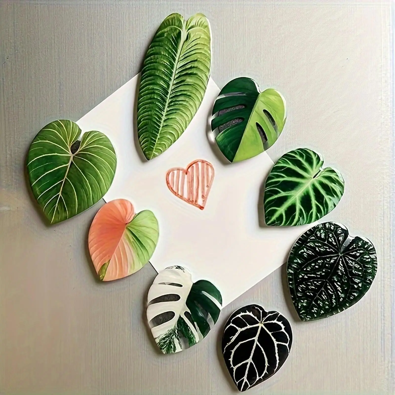 Leaf-Shaped Fridge Magnet, 8 Counts/set Creative Plastic Magnetic Stickers, Decorative Fridge Magnets, Kitchen Fridge Magnets for Home, Refrigerator Magnets Set