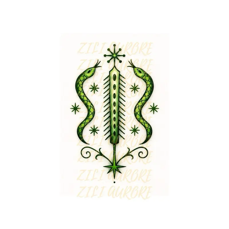 ZILI Aurore Haitian Spiritual Temporary Glow in the Dark Tattoos - Unique Design Inspired by Haitian Traditions Elegant Cultural Artistry
