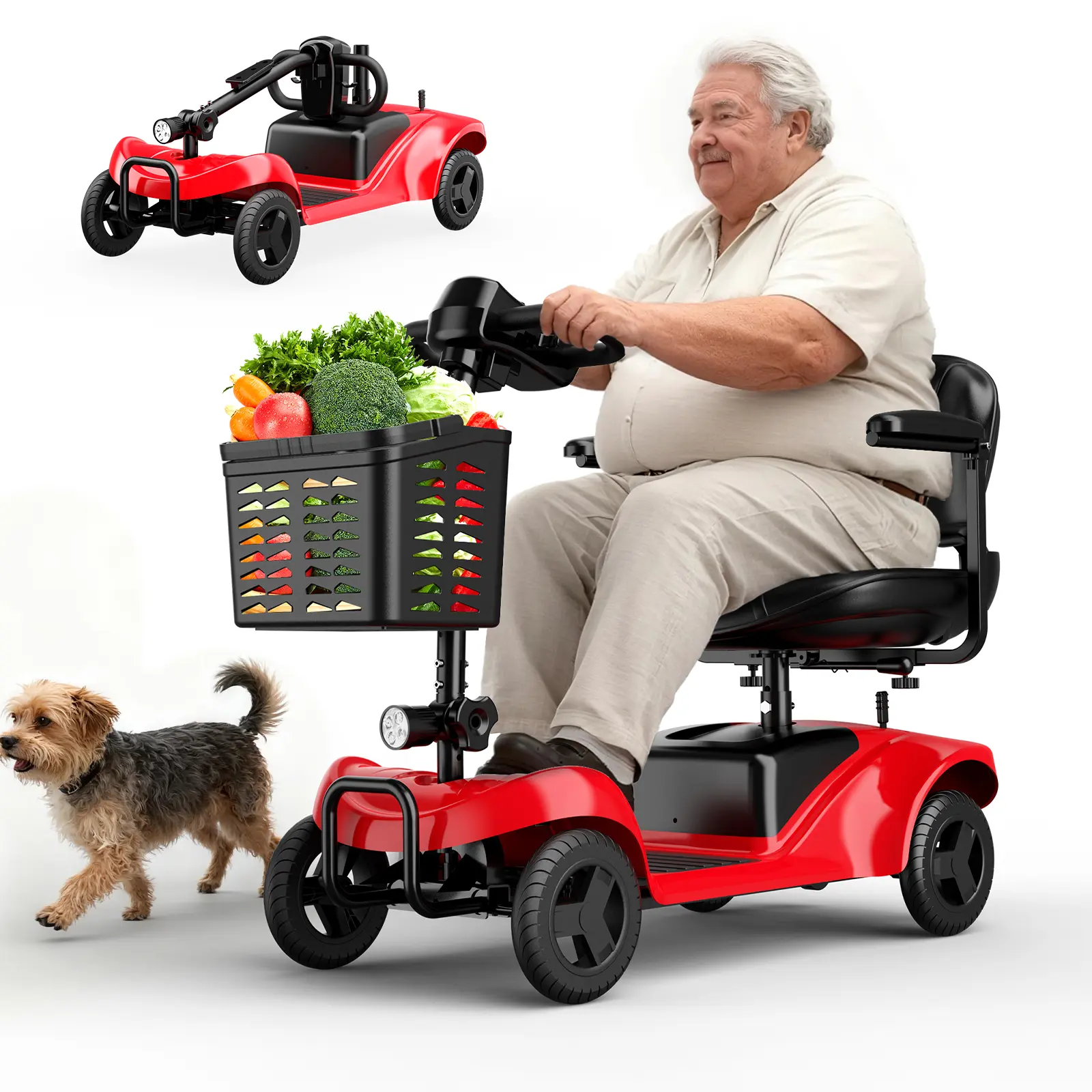 Mobility Scooter,Foldable,300 lbs Capacity,Travel & Daily Commute | Mobility Scooters for Seniors,Quick-Assembly, Features Rotating Seat, 300W Motor, LED Headlight & Storage Basket for Travel