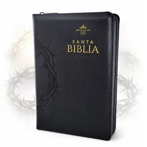 Biblia con Cierre Compacta 11 puntos RV1960 imit piel corona de espinas negro con índice