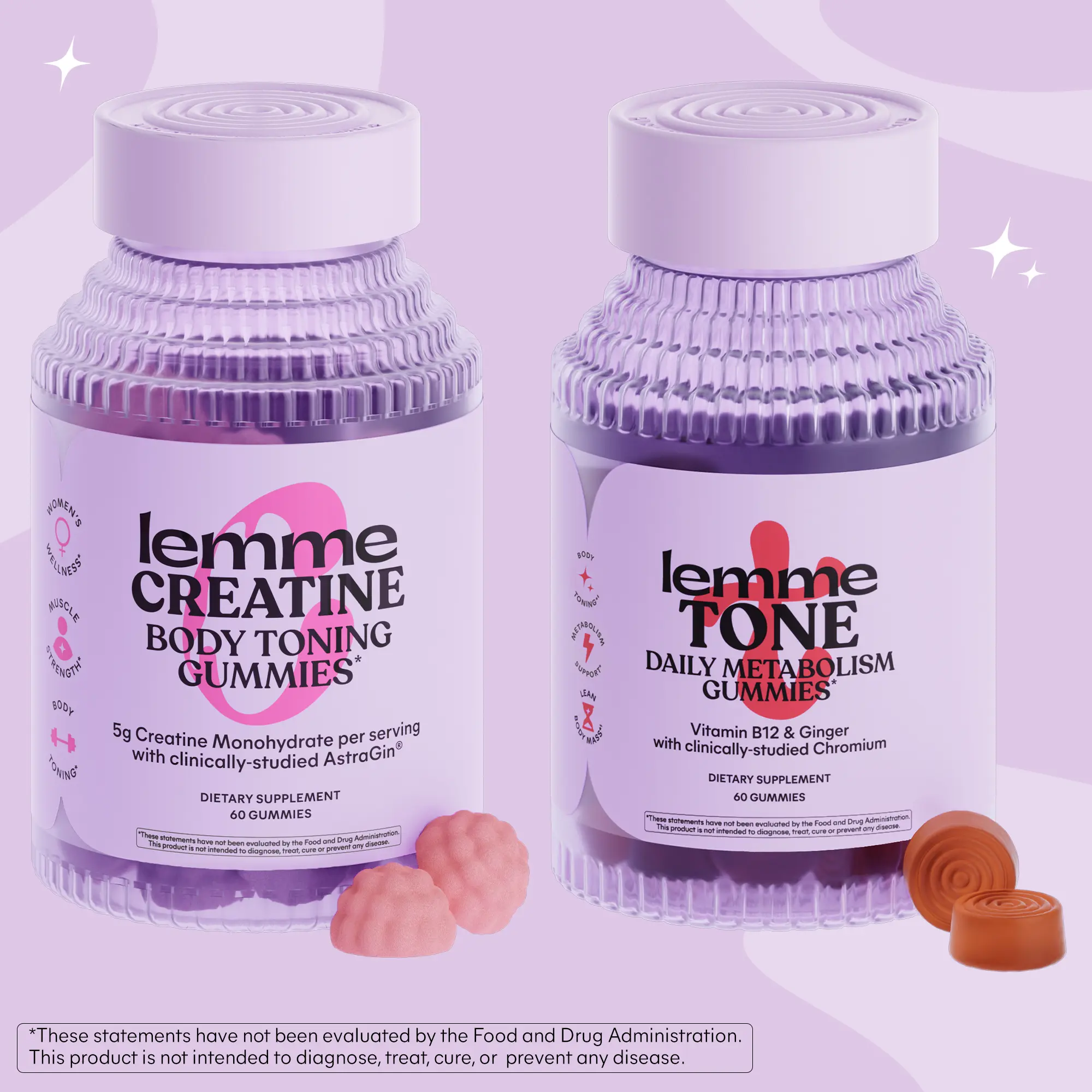 Daily Lift - Lemme Creatine & Lemme Tone Gummies, Toning, Strength & Recovery Gummies with Creatine Monohydrate + Metabolism & Toning Gummies with Clinically-Studied Chromax Chromium