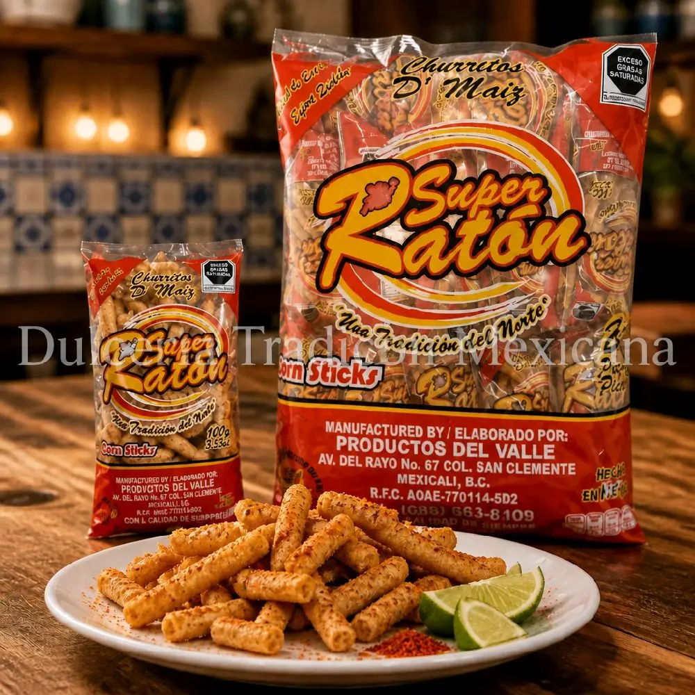 Super Raton Corn Puffs Pack of 24 bags of 100g each Churrillos Maiz Una Tradicion del Norte