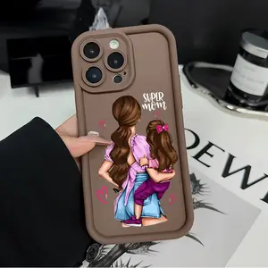 Cartoon Mother And Daughter Phone Case for iPhone17/16/15/14/13/12/11/X/XS pro max plusSamsungS22/S23/S24/S25/S21/S26/A13/A14/A15/A16/A17/A33/A34/A35/A36/A52/A53/A54/NOTE20/NOTE2Shockproof Drop Protection Rugged Durable Silicone Cover Cellphone Protective