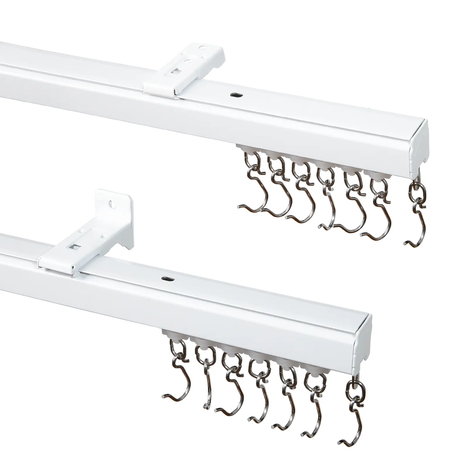 TWOPAGES LORA Aluminum Curtain Track Set (3–18 ft), Heavy-Duty Curtain Rod with Brackets, Easy Installation, Versatile Room Divider, Ceiling or Wall Mount for Indoor and Outdoor Curtains, Back to School＆Deals For You