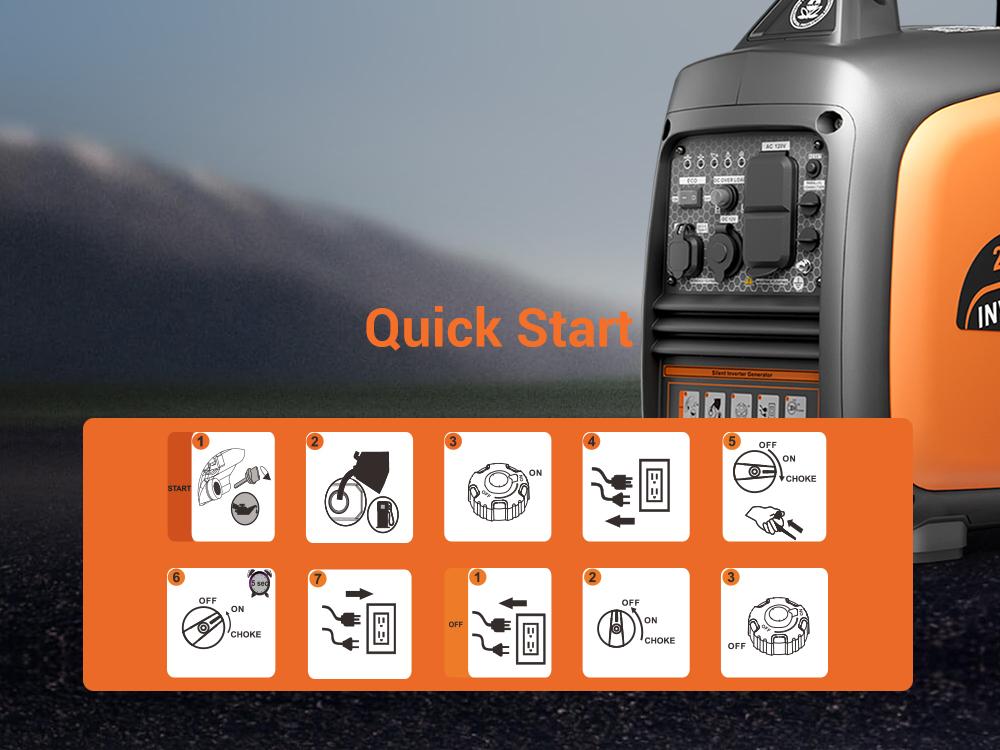 Efurden Portable Inverter Generator 2500W Gas Powered, Long Runtime Gas Generators for Home Use, Camping, Super Quiet Emergency Home Backup, with CO Sensor, EPA Compliant