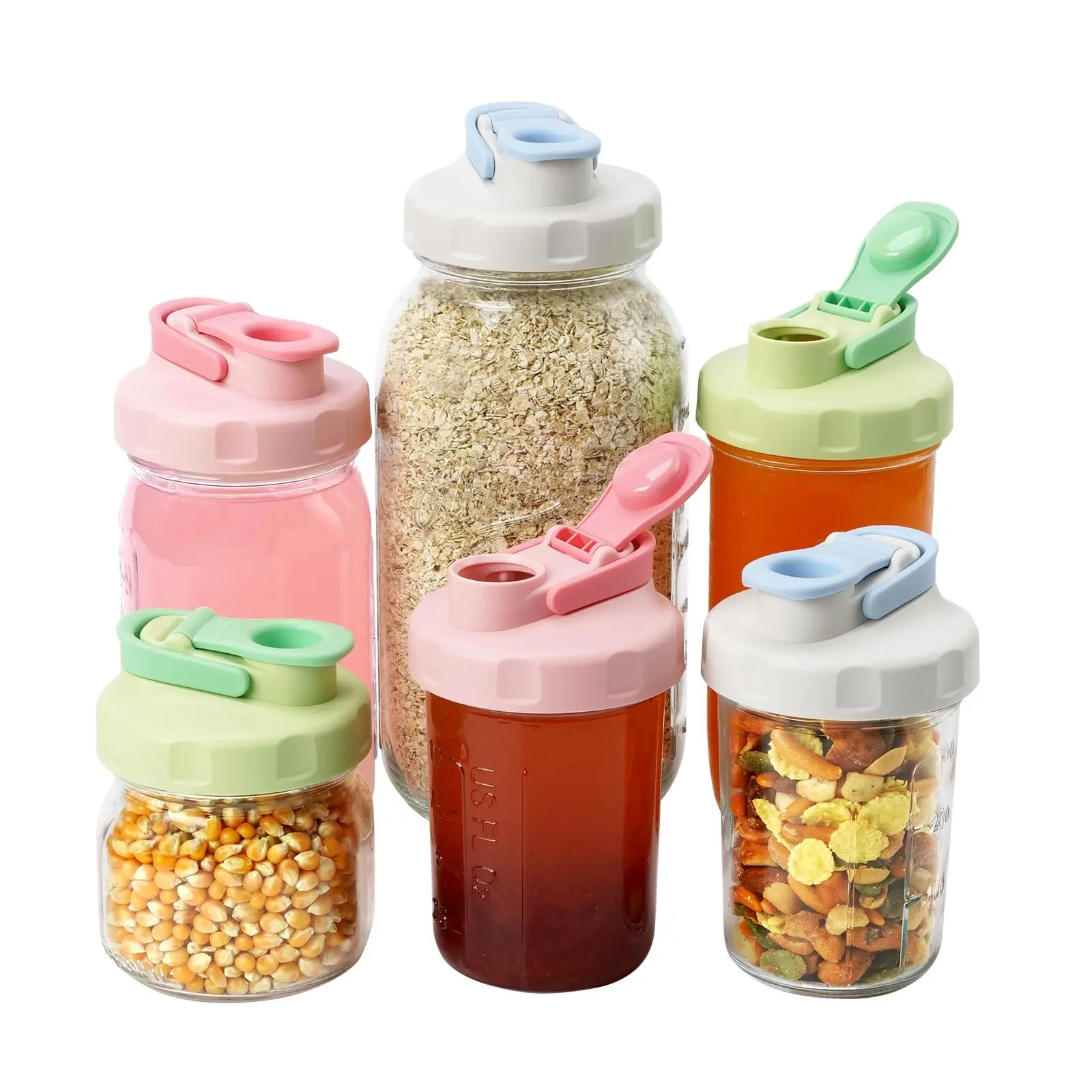 Soligt 4/6 Pack Colorful Mason Jar Lids, Pour Spout Flip Cap Lids for Ball Brand Mason Jars, Leakproof, Portable & Refrigerator Safe Drinkware Drinkware Drinkware #DealsForYouDays