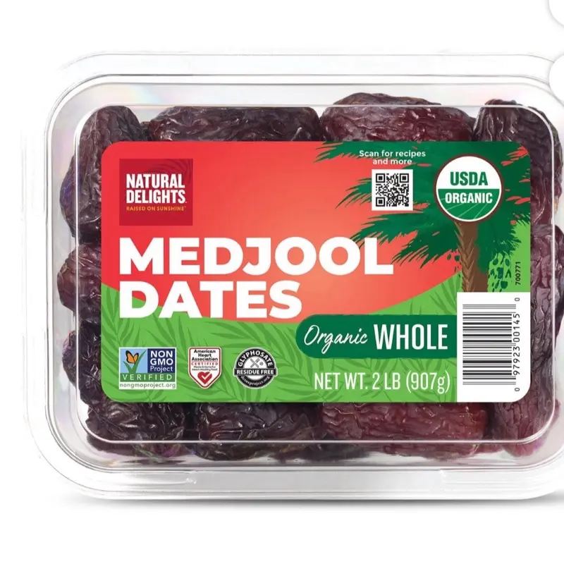 Natural Delights Dates 2 lb - Whole Fresh Dates in Dried Packaging - Dry
