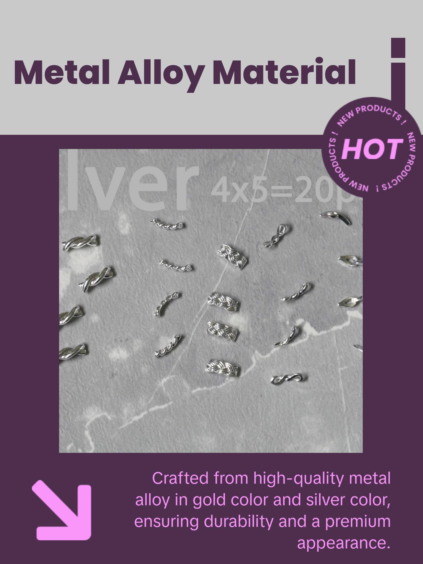 20pcs Braided Twist Knot Nail Studs