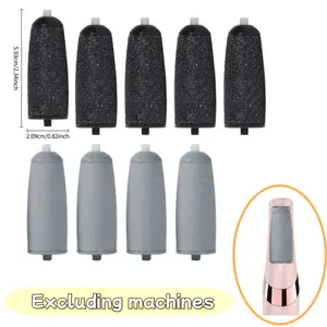 9-piece set of foot grinder replacement grinding head (excluding machine), including 5 * black coarse sand and 4 * light gray fine sand, waterproof and easy to clean, used to remove foot skin, dead skin, scabs, and hard skin