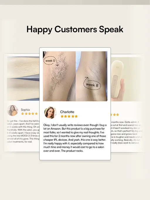 Product Introduction of INIA FOND IPL At-Home Laser Hair Removal Device, Hair Root Elimination, 16.5J Energy, Unlimited Flashes, FDA Cleared, 2-Year Warranty, for Women and Men,Best Valentine's Day Gift for Her 5