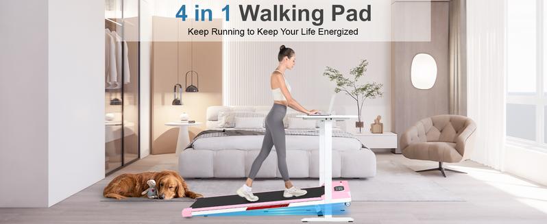 Walking Pad with 5% incline, 0.6-5Mph, Under Desk Treadmill Portable for Office & Home, Wide Running Belt, Remote Control, LED Display, 300 Lb Capacity