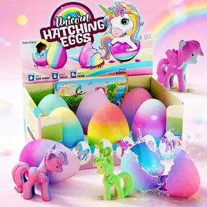 Water Activated Dinosaur & Unicorn Hatching Eggs | Grows 600% with Educational Cards | Surprise Capsules for Kids