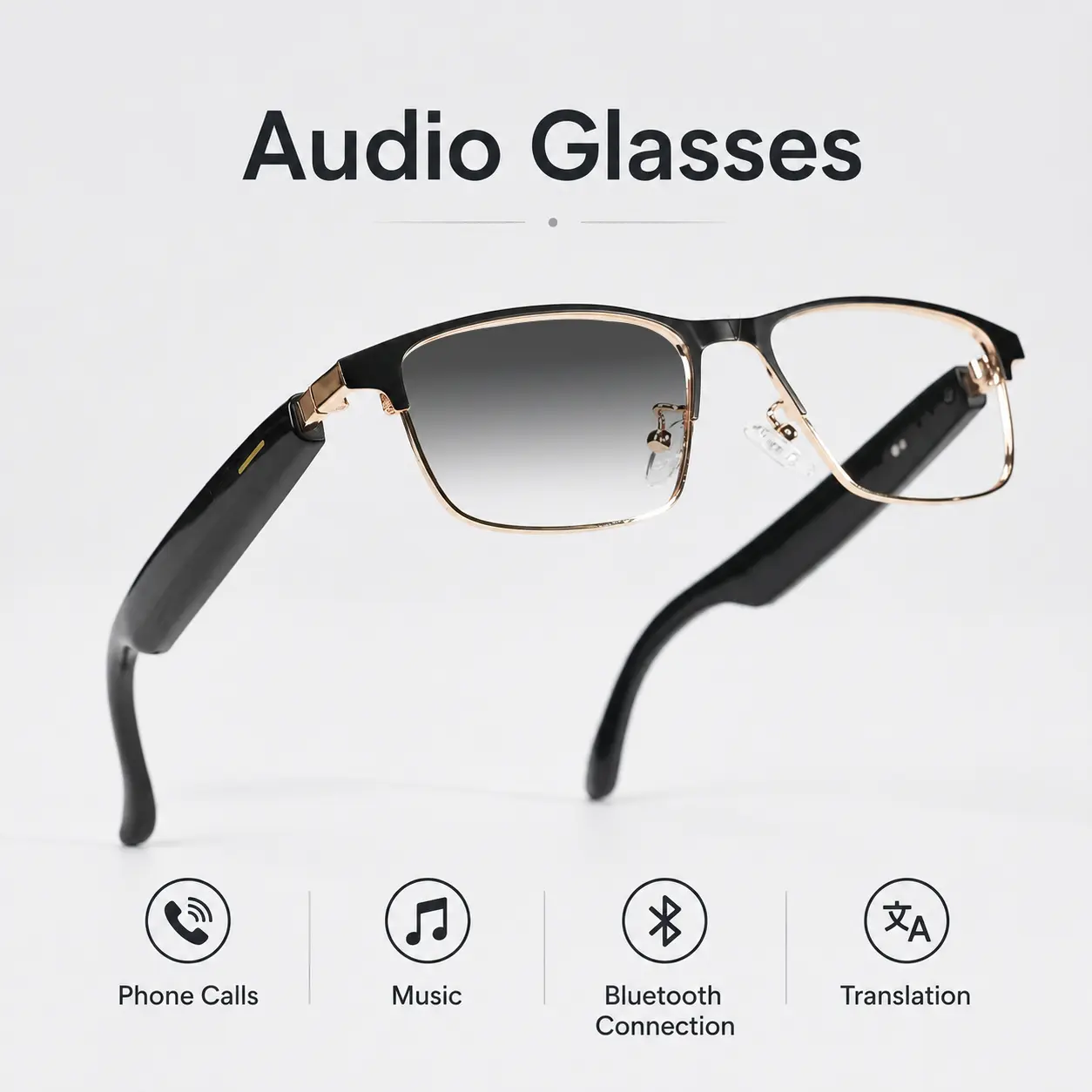 Smart AI Audio Glasses with Real-Time Translation in 160 Languages, Photochromic Lenses, HD Sound and Voice Calls, Hands-Free Operation, Lightweight and Comfortable, Ideal for Travel, Outdoor Activities, and Daily Wear.,back to school,back to school haul