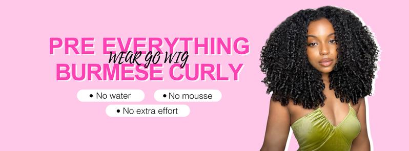 [New In] BGMgirl Burmese Curly 9x6 Lace Glueless Spiral Ends Wear Go Draw-strings Wig 180% Density Fluffy Look Pre-Bleached Tiny Knots Pre-Plucked Natural Hairline Human Hair Wig Beginner Friendly eve valentines day gift
