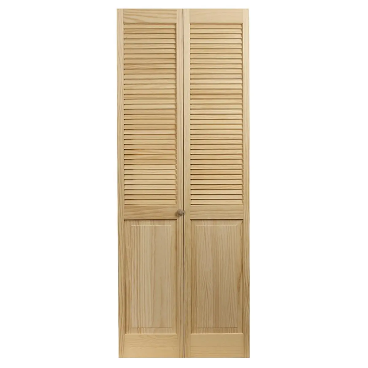 AWC 810530 Classic Louvered Flush Stile-and-Rail Unfinished Wood Bifold Door (Airflow, 36 x 80.5 in, 45 lbs, Hardware Incl.) - Model 105 Louver Over Panel, Paintable for Home Improvement