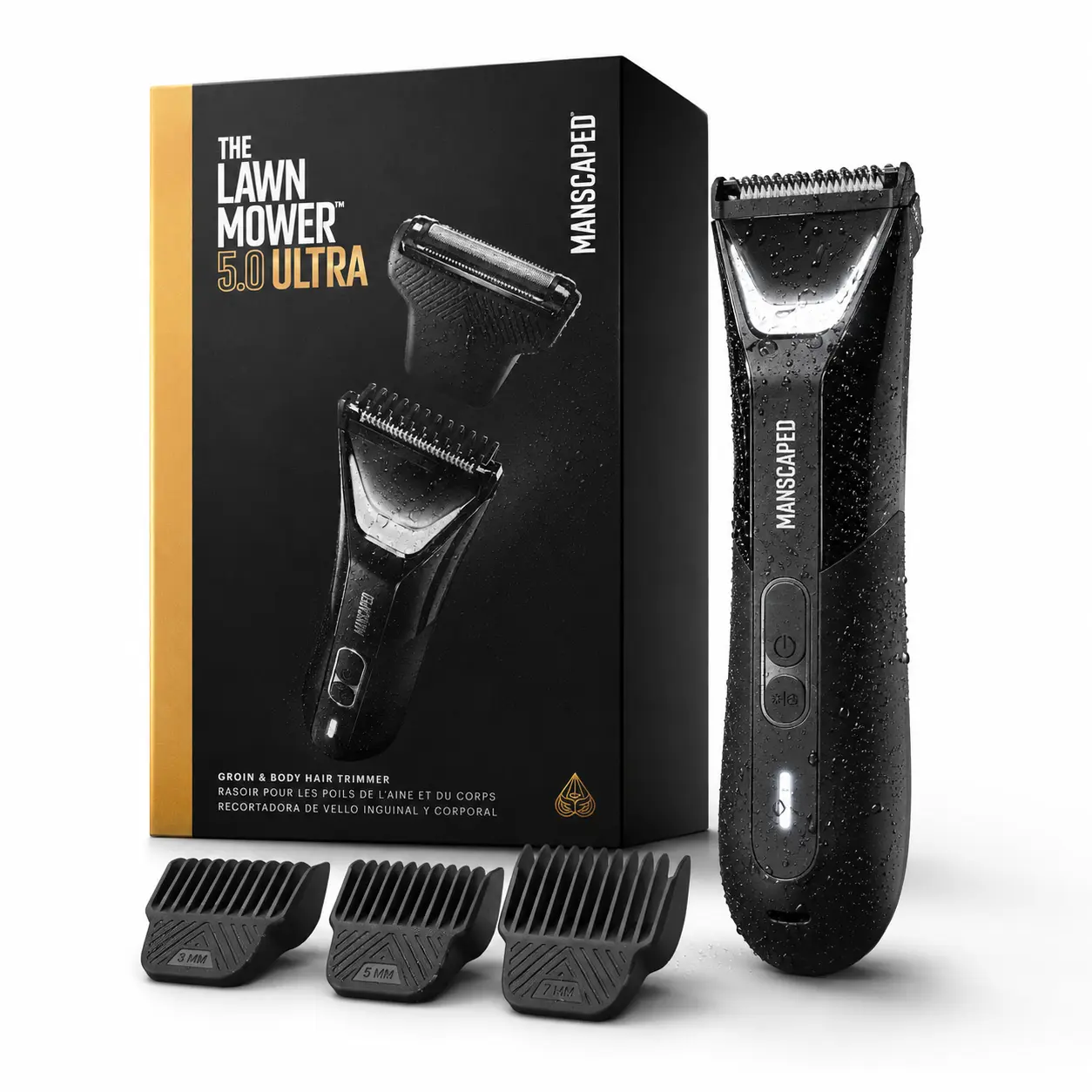 MANSCAPED The Lawn Mower 5.0 Ultra Groin & Body Hair Trimmer – Dual-Head SkinSafe Trimmer & Foil Blades, Waterproof Wet/Dry Groomer, USB-C Rechargeable with Travel Pouch, Men’s Ball Shaver, Adjustable Combs