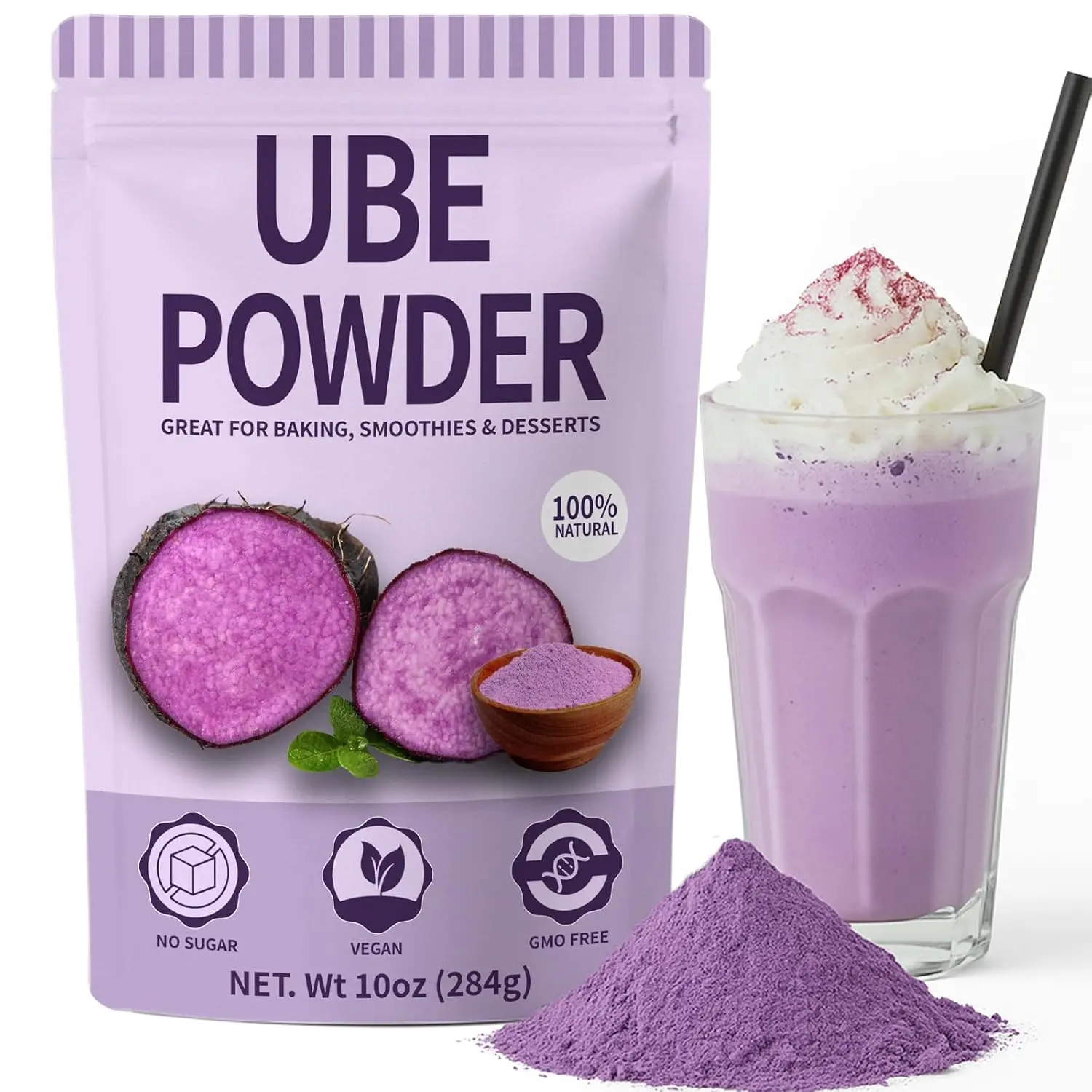 SEAYOFA Pure Natural Purple Ube Powder, Purple Sweet Potato powder Taro powder Dragon Fruit  Yam Powder for Baking,  Food Color, No Sugar, Vegan & Sourced Superfood for Smoothies, Drinks & Desserts