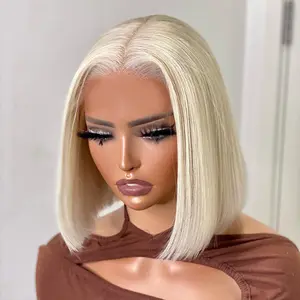 OQ HAIR Blonde Bob Wig Human Hair 7X5 Lace Frontal Glueless Wigs Pre Plucked 180 Density 613 Bob Wig