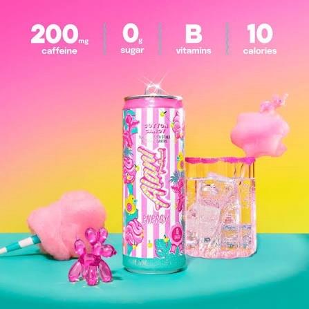 Alani Nu Energy Drink Cotton Candy 12 Drinks 12 Fl Oz Each US Made Caffeine Boost Reliable Energy Boost