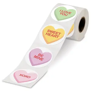Lillian Vernon Conversation Heart Rolled Stickers- 252 Included, 1-3/4" Diameter, Printed in The USA, Great for Cards, Gifts, Party Favors and More