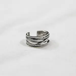 Elegant Boho Style Adjustable Open Thumb Ring for Women, Multi-Layer Braided Dainty Stacking Ring, Court Jewelry & All-Season Gift