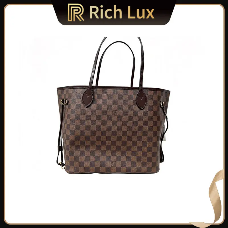 Pre-owned Louis Vuitton Authentic Neverfull Damier Ebene Shopping Tote Bag, Pre Loved Fashion Bag for Daily Use, Fashion Bags