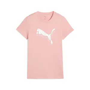 PUMA Womens Essentials Metallic Logo Crew Neck Short Sleeve Casual Tops Casual - Pink