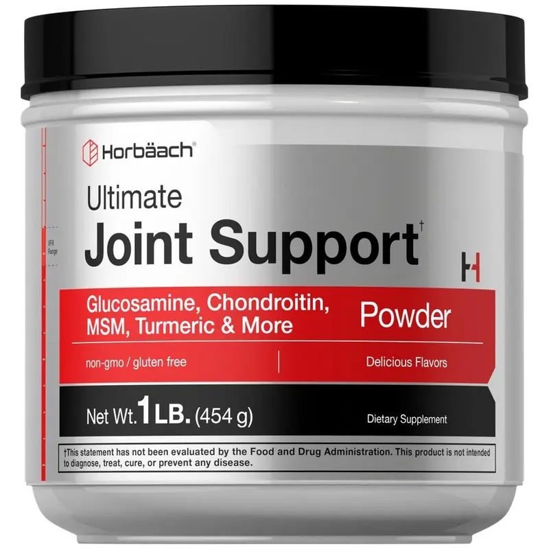 Horbäach Ultimate Joint Support Powder 1 lb | Glucosamine, Chondroitin, MSM & Turmeric | Triple Action Support Supplement for Men and Women | Non-GMO, Gluten Free