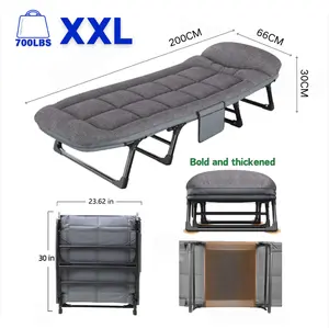200*66*30cm + 700lbs + Heavy Duty Camping Folding Bed, Adult Size, 6 Adjustable Positions, with Pillow, Portable, Suitable for Camping and Office Use