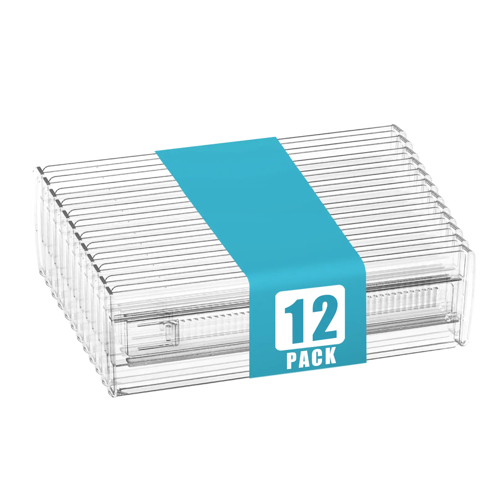12 Pack Adjustable Clear Drawer Organizer Dividers, 3.2in High Expandable 11.3-20in Transparent Drawer Separators for Kitchen Utensils, Tableware, Clothes & Vanity Makeup Storage