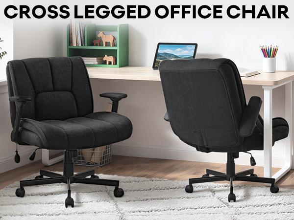 PUKAMI Criss Cross Chair with Wheels,Desk Chair,Computer Armless Cross Legged Office Desk Chair for Home Office