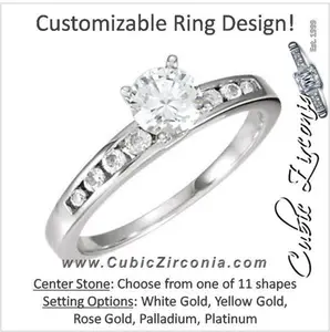 Cubic Zirconia Engagement Ring- The Terra (Customizable 9-stone with Round Channel)
