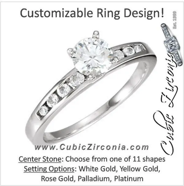 Cubic Zirconia Engagement Ring- The Terra (Customizable 9-stone with Round Channel)