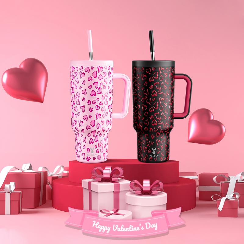 MEOKY 40oz Stainless Steel Insulated Tumbler – Maintains temperature for 24 hours, leak-proof and portable. Adapted to car, travel, and outdoor use. Available in multiple colors. The ideal Valentine's gift.